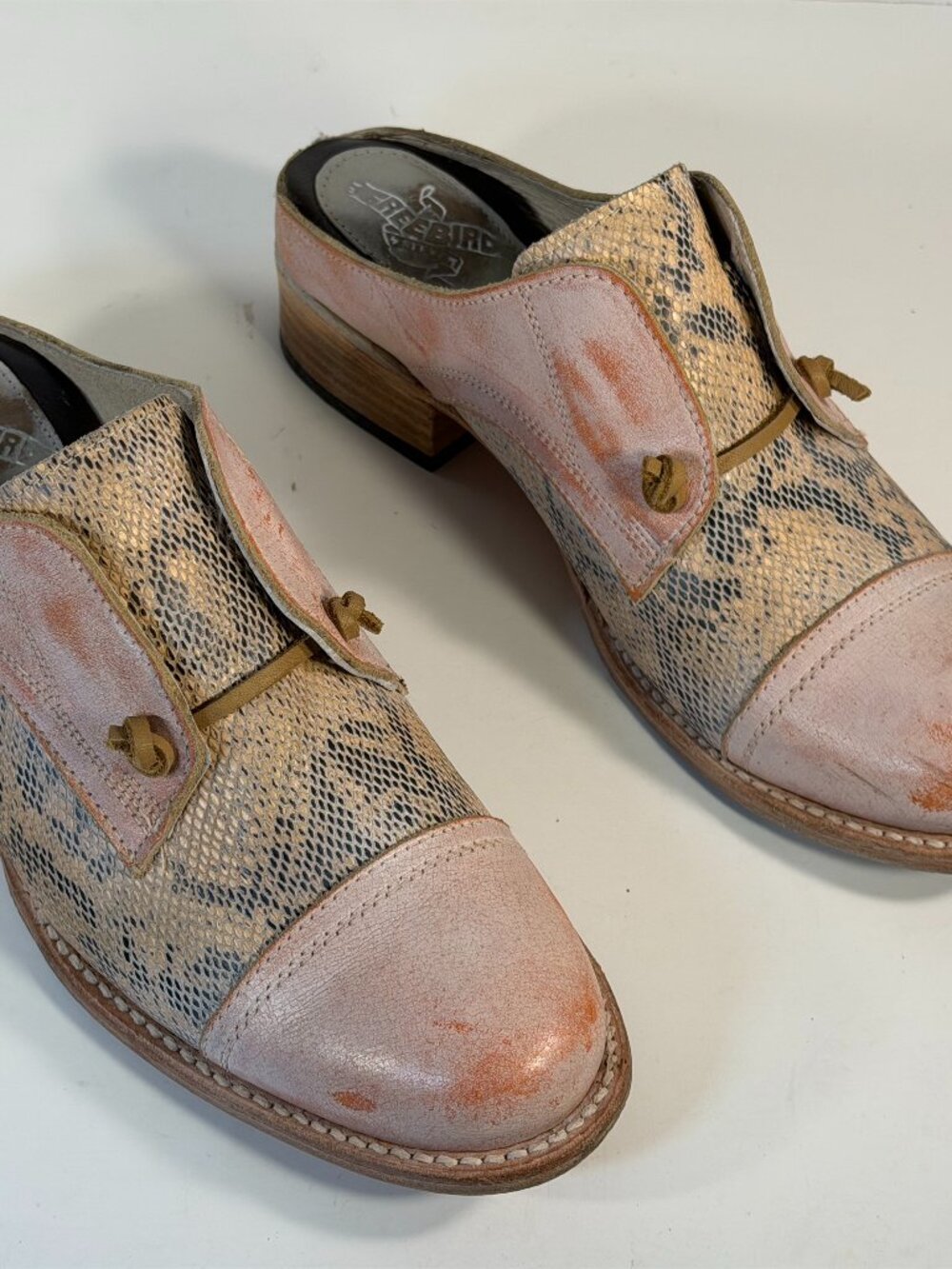 Freebird by Steven Malena Leather Loafers Tan Orange Distressed Size 10 Womens
